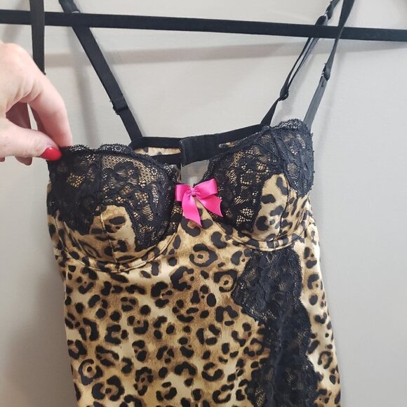 La Senza Leopard & Lace Satin Chemise Sz S - Picture 4 of 7